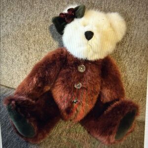 Boyd’s Plush Brown and Cream Teddy Bear with Velvet Bow